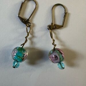Murano Blue and Purple Earrings with Translucent Elegance